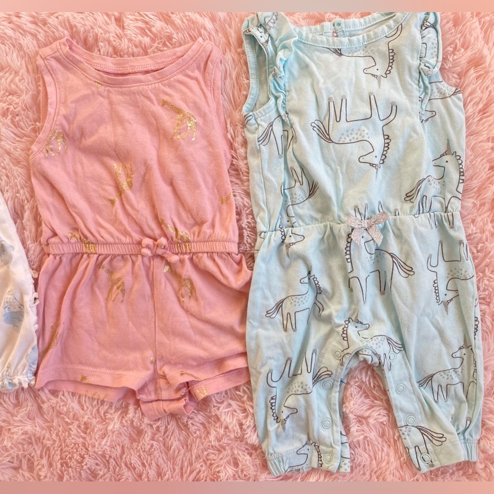Carter's Kids Rompers and Jumpsuits Set - Yellow, White, Pink, Blue - Picture 4 of 7